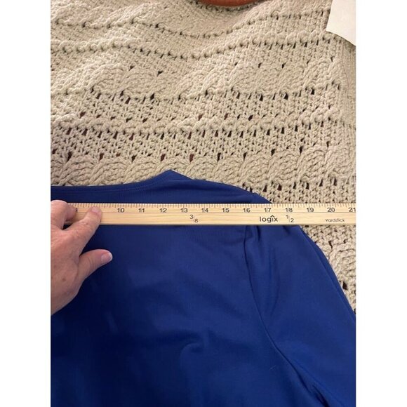 Susan Graver Essentials 1X Blue‎ 3/4 Sleeve Top - Picture 10 of 12